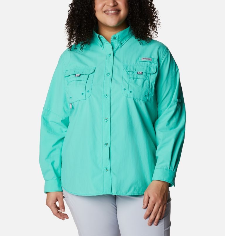 Camasa Columbia PFG Bahama Long Sleeve Dama Turcoaz | Plus Size CAAS19M07